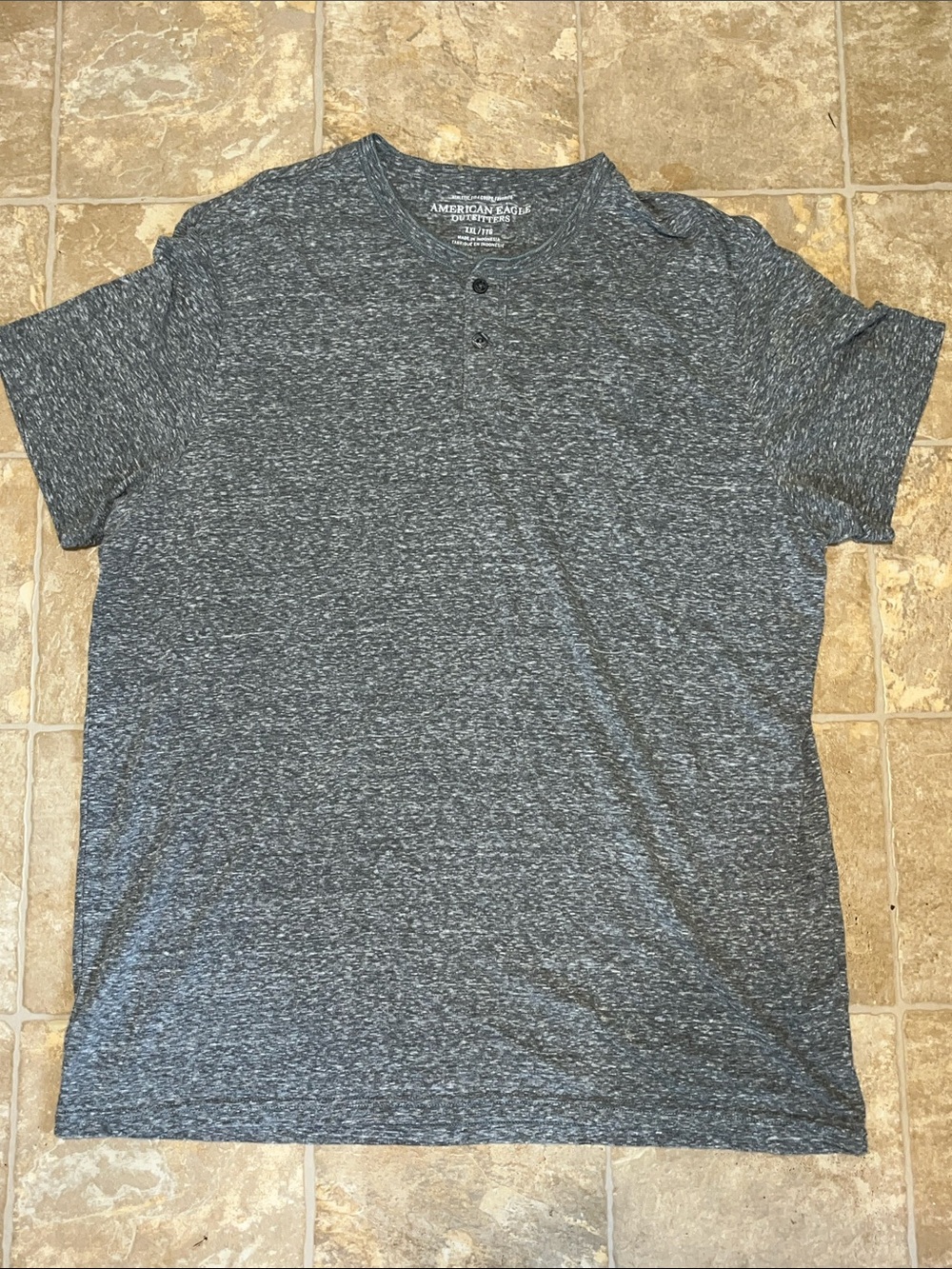 American Eagle Outfitters Heather Charcoal Short-Sleeve Henley